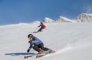 Ski touring on slopes